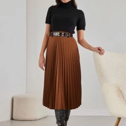 Τοπ 10 🔥 The Fashion Project Φούστα μίντι πλισέ με ζώνη - Καφέ 💯 6 Τοπ 10 🔥 The Fashion Project Φούστα μίντι πλισέ με ζώνη - Καφέ 💯 -Φορέματα Εκπτώσεις fousta minti plise me zwni 107909 p7uy