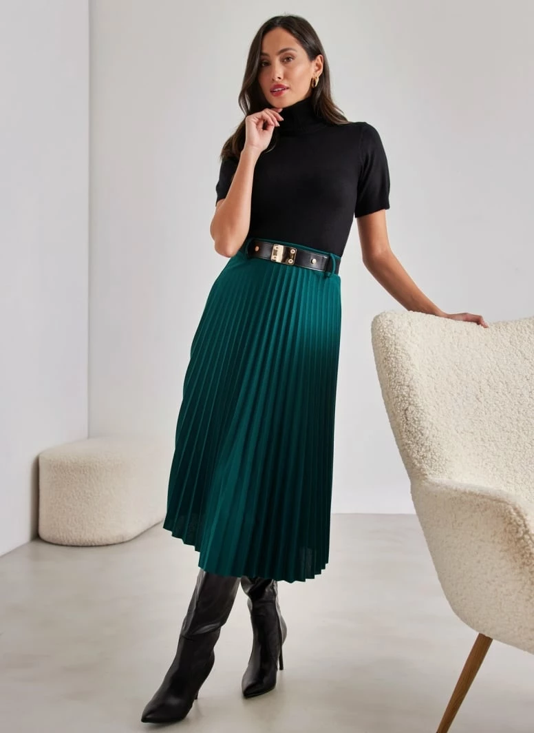 Η καλύτερη συμφωνία 🔥 The Fashion Project Φούστα μίντι πλισέ με ζώνη - Κυπαρισσί 🎉 1 Η καλύτερη συμφωνία 🔥 The Fashion Project Φούστα μίντι πλισέ με ζώνη - Κυπαρισσί 🎉