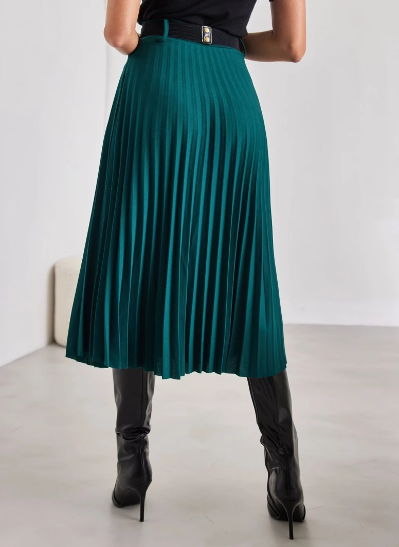 Η καλύτερη συμφωνία 🔥 The Fashion Project Φούστα μίντι πλισέ με ζώνη - Κυπαρισσί 🎉 2 Η καλύτερη συμφωνία 🔥 The Fashion Project Φούστα μίντι πλισέ με ζώνη - Κυπαρισσί 🎉 - Image 2