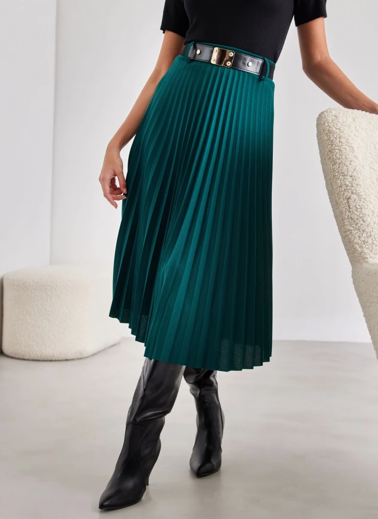 Η καλύτερη συμφωνία 🔥 The Fashion Project Φούστα μίντι πλισέ με ζώνη - Κυπαρισσί 🎉 3 Η καλύτερη συμφωνία 🔥 The Fashion Project Φούστα μίντι πλισέ με ζώνη - Κυπαρισσί 🎉 - Image 3