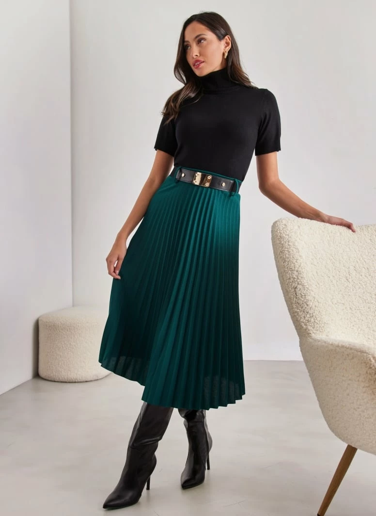 Η καλύτερη συμφωνία 🔥 The Fashion Project Φούστα μίντι πλισέ με ζώνη - Κυπαρισσί 🎉 4 Η καλύτερη συμφωνία 🔥 The Fashion Project Φούστα μίντι πλισέ με ζώνη - Κυπαρισσί 🎉 - Image 4