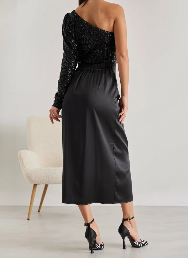 Αγορά ✔️ The Fashion Project Φούστα μίντι σατέν με άνοιγμα - Μαύρο 🔥 3 Αγορά ✔️ The Fashion Project Φούστα μίντι σατέν με άνοιγμα - Μαύρο 🔥 - Image 3