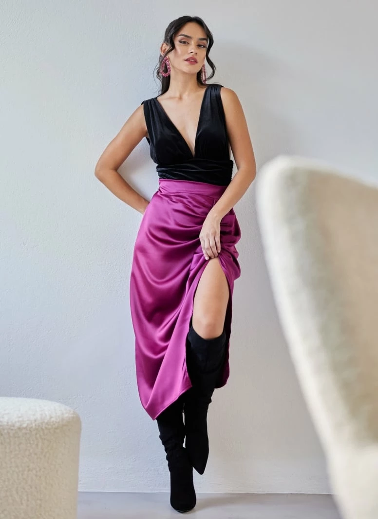 Αγορά 🤩 The Fashion Project Φούστα μίντι σατέν με άνοιγμα - Magenta 🧨 1 Αγορά 🤩 The Fashion Project Φούστα μίντι σατέν με άνοιγμα - Magenta 🧨