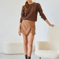 Καλύτερες κριτικές για 🌟 The Fashion Project Φούστα σορτς μίνι από δερματίνη - Caramel 😀