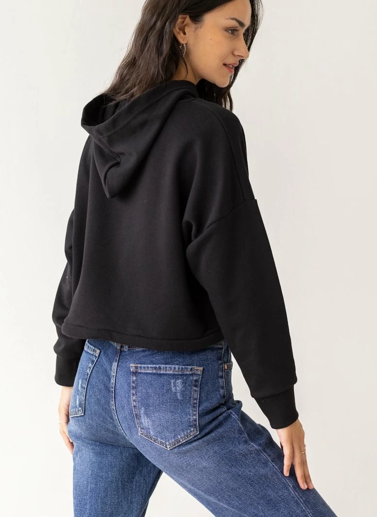 Το φθηνότερο 🎁 Noobass Φούτερ Cropped με κουκούλα - Μαύρο 👍 3 Το φθηνότερο 🎁 Noobass Φούτερ Cropped με κουκούλα - Μαύρο 👍 - Image 3