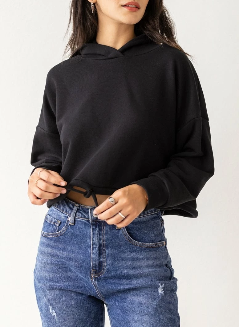 Το φθηνότερο 🎁 Noobass Φούτερ Cropped με κουκούλα - Μαύρο 👍 1 Το φθηνότερο 🎁 Noobass Φούτερ Cropped με κουκούλα - Μαύρο 👍