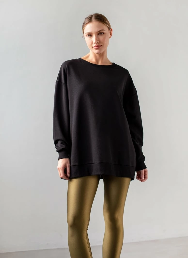 Εξοδος 🌟 Noobass Φούτερ Oversized με ανοιχτή λαιμόκοψη - Μαύρο 😍 2 Εξοδος 🌟 Noobass Φούτερ Oversized με ανοιχτή λαιμόκοψη - Μαύρο 😍 - Image 2