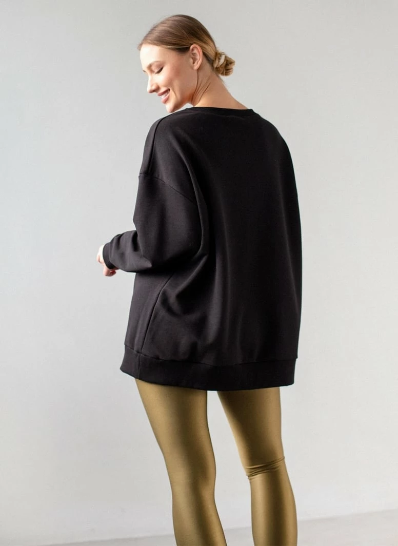 Εξοδος 🌟 Noobass Φούτερ Oversized με ανοιχτή λαιμόκοψη - Μαύρο 😍 4 Εξοδος 🌟 Noobass Φούτερ Oversized με ανοιχτή λαιμόκοψη - Μαύρο 😍 - Image 4