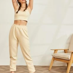 Flash Sale ⌛ The Fashion Project Jogger καπιτονέ παντελόνι με ίδιο μπουστάκι - Μπεζ ✔️ -Φορέματα Εκπτώσεις jogger kapitone panteloni me idio mpoustaki 88734 04r5