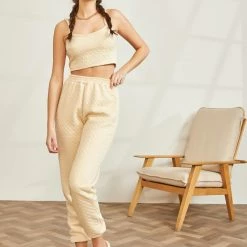 Flash Sale ⌛ The Fashion Project Jogger καπιτονέ παντελόνι με ίδιο μπουστάκι - Μπεζ ✔️ -Φορέματα Εκπτώσεις jogger kapitone panteloni me idio mpoustaki 88734 t9ra