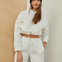 Το φθηνότερο 🧨 NAIBA Καπιτονέ Hoodie με κουκούλα 68-229E - Λευκό 🧨