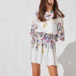 Flash Sale 🛒 The Fashion Project Φλοράλ φόρεμα σατέν - Λευκό 😀