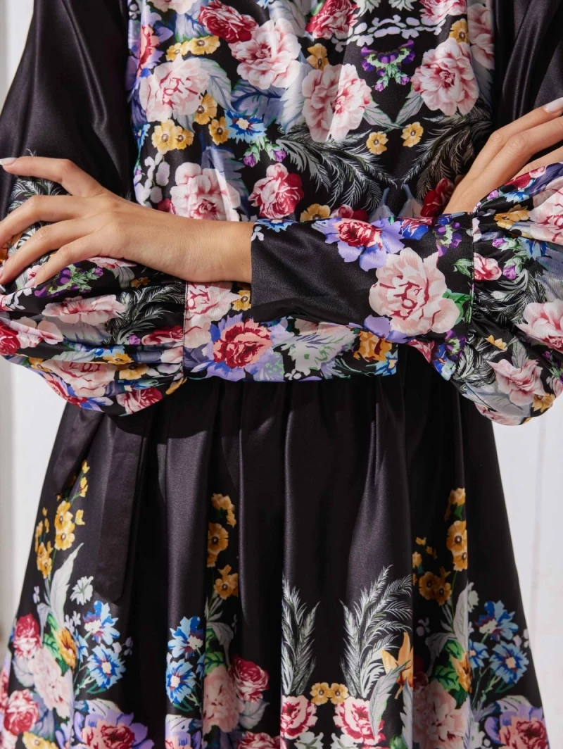 Εξοδος 🎉 The Fashion Project Φλοράλ φόρεμα σατέν - Μαύρο ⌛ 4 Εξοδος 🎉 The Fashion Project Φλοράλ φόρεμα σατέν - Μαύρο ⌛ - Image 4