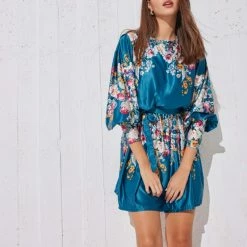 Flash Sale 🥰 The Fashion Project Φλοράλ φόρεμα σατέν - Petrol 😀 6 Flash Sale 🥰 The Fashion Project Φλοράλ φόρεμα σατέν - Petrol 😀 -Φορέματα Εκπτώσεις konto forema me megala louloudia 96388 2y19