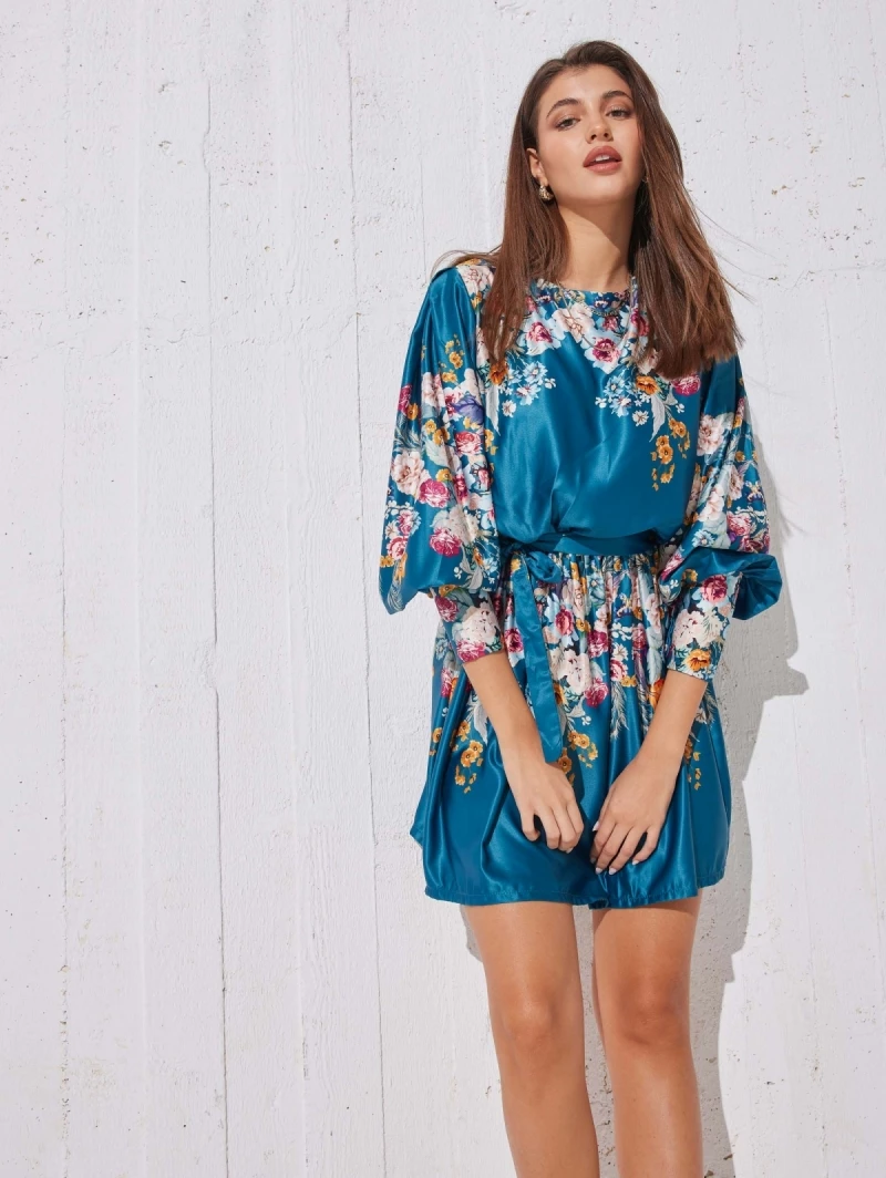 Flash Sale 🥰 The Fashion Project Φλοράλ φόρεμα σατέν - Petrol 😀 3 Flash Sale 🥰 The Fashion Project Φλοράλ φόρεμα σατέν - Petrol 😀 - Image 3