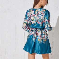 Flash Sale 🥰 The Fashion Project Φλοράλ φόρεμα σατέν - Petrol 😀 7 Flash Sale 🥰 The Fashion Project Φλοράλ φόρεμα σατέν - Petrol 😀 -Φορέματα Εκπτώσεις konto forema me megala louloudia 96388 n09d