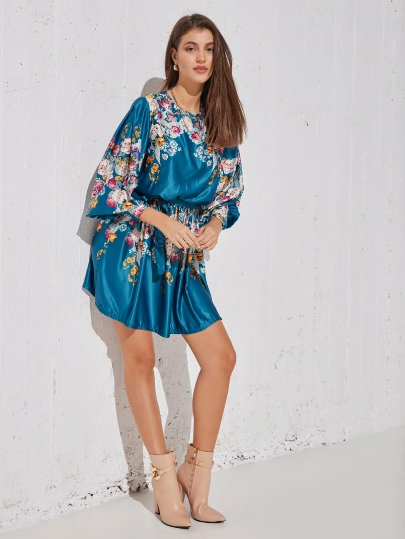 Flash Sale 🥰 The Fashion Project Φλοράλ φόρεμα σατέν - Petrol 😀 1 Flash Sale 🥰 The Fashion Project Φλοράλ φόρεμα σατέν - Petrol 😀