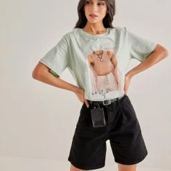 Ολοκαίνουργιο 🎁 The Fashion Project Κοντομάνικη μπλούζα με πέτρες - Βεραμάν 😀