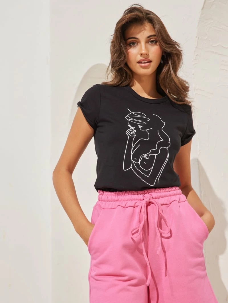 Αγορά ✔️ The Fashion Project Κοντομάνικη μπλούζα με στάμπα - Μαύρο 🧨 1 Αγορά ✔️ The Fashion Project Κοντομάνικη μπλούζα με στάμπα - Μαύρο 🧨