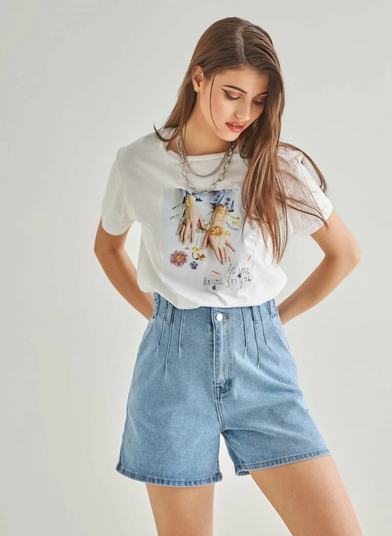 Πολύ καλή προσφορά 💯 The Fashion Project Κοντομάνικη μπλούζα με στάμπα και πέτρες - Λευκό 💯 1 Πολύ καλή προσφορά 💯 The Fashion Project Κοντομάνικη μπλούζα με στάμπα και πέτρες - Λευκό 💯