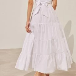 Συμφωνίες ✔️ The Fashion Project Φούστα μάξι με μπάσκα - Λευκό 💯