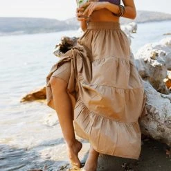 Πολύ καλή προσφορά 🤩 The Fashion Project Φούστα μάξι με μπάσκα - Μπεζ 🔥