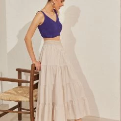 Πολύ καλή προσφορά 🤩 The Fashion Project Φούστα μάξι με μπάσκα - Μπεζ 🔥 -Φορέματα Εκπτώσεις maxi gipsy fousta me mpaska 93000 2b0k