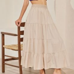 Πολύ καλή προσφορά 🤩 The Fashion Project Φούστα μάξι με μπάσκα - Μπεζ 🔥 -Φορέματα Εκπτώσεις maxi gipsy fousta me mpaska 93000 5uf6