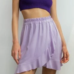 Best Pirce 🎁 Φούστα μίνι με βολάν NAIBA 29-018M - Λιλά 🎁