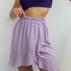 Best Pirce 🎁 Φούστα μίνι με βολάν NAIBA 29-018M - Λιλά 🎁 -Φορέματα Εκπτώσεις mini fousta me volan 29 018m 92473 mr8n
