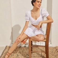 Πολύ καλή προσφορά 👏 The Fashion Project Φούστα μίνι με διάτρητο σχέδιο - Λευκό ✨ -Φορέματα Εκπτώσεις mini fousta me volan 92797 6ah8