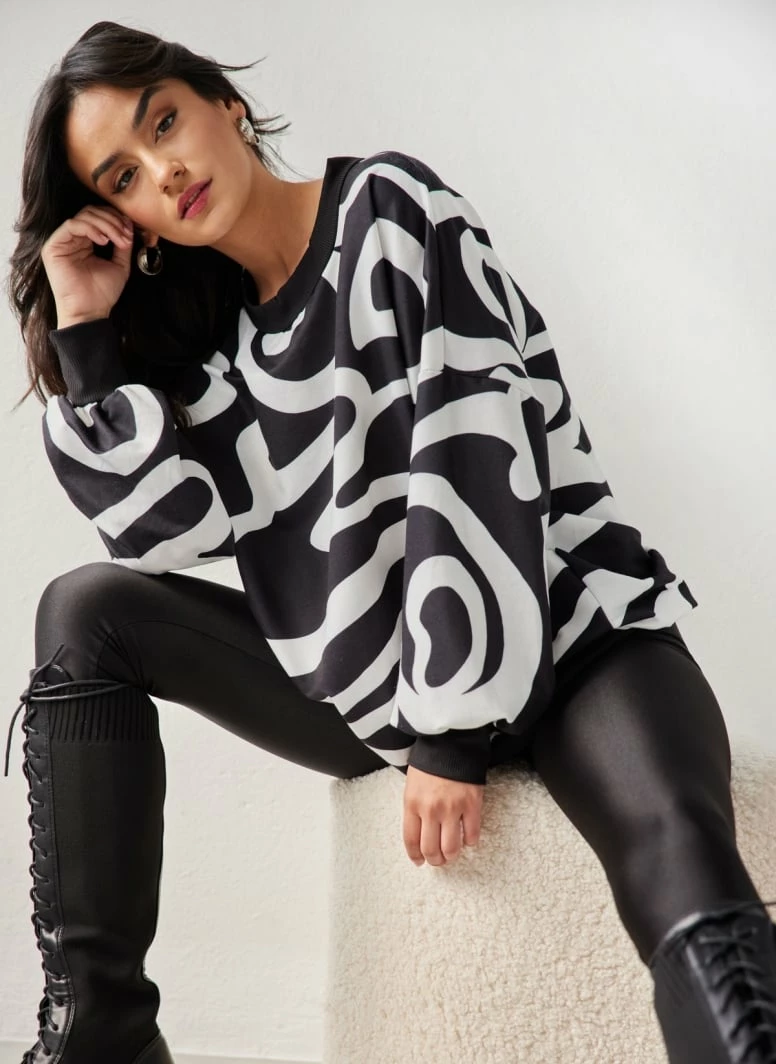 Προϋπολογισμός 😍 The Fashion Project Μπλούζα φούτερ με Pattern - Λευκό/Μαύρο 🛒 1 Προϋπολογισμός 😍 The Fashion Project Μπλούζα φούτερ με Pattern - Λευκό/Μαύρο 🛒