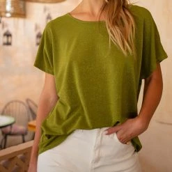 Συμφωνίες ✔️ The Fashion Project Μπλούζα Lurex με ανοιχτή λαιμόκοψη - Λαδί ⭐