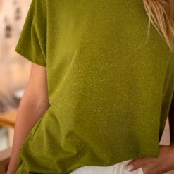 Συμφωνίες ✔️ The Fashion Project Μπλούζα Lurex με ανοιχτή λαιμόκοψη - Λαδί ⭐ -Φορέματα Εκπτώσεις mplouza lurex me anoixti laimokopsi 106017 34l3