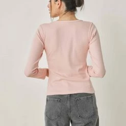 Πολύ καλή προσφορά 👍 NAIBA Μπλούζα μακρυμάνικη με V Cut άνοιγμα 601.219M - Ροζ 🛒 -Φορέματα Εκπτώσεις mplouza makrumaniki me v cut anoigma 601219m 101037 rczh