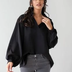 Πολύ καλή προσφορά 👍 The Fashion Project Μπλούζα με άνοιγμα και γιακά - Μαύρο ❤️