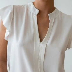 Τοπ 10 💯 The Fashion Project Μπλούζα με μάο γιακά - Λευκό 🎉