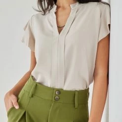 Ολοκαίνουργιο 👍 The Fashion Project Μπλούζα με μάο γιακά - Μπεζ 🔔