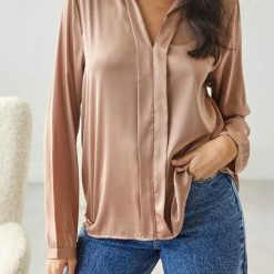 Καλύτερες κριτικές για 😀 The Fashion Project Μπλούζα σατέν με μάο γιακά - Biscuit 🥰