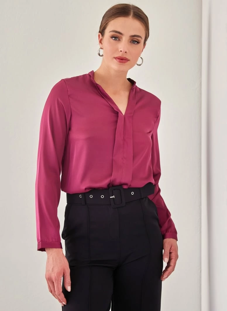 Το φθηνότερο 🎁 The Fashion Project Μπλούζα σατέν με μάο γιακά - Magenta 👏 2 Το φθηνότερο 🎁 The Fashion Project Μπλούζα σατέν με μάο γιακά - Magenta 👏 - Image 2