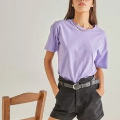 Καλύτερη πώληση 🛒 The Fashion Project Oversized βαμβακερή κοντομάνικη μπλούζα - Λιλά ✨