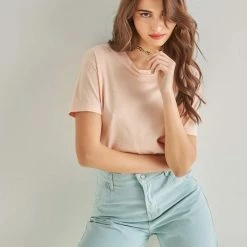 Best Pirce 🤩 The Fashion Project Oversized βαμβακερή κοντομάνικη μπλούζα - Ροδακινί 🌟