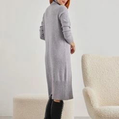 ΧΟΝΔΡΙΚΟ ΕΜΠΟΡΙΟ 🔥 The Fashion Project Πλεκτό φόρεμα με ζιβάγκο - Γκρι 😀 -Φορέματα Εκπτώσεις plekto forema me zivagko 107555 tkcp