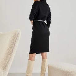 Συμφωνίες 🧨 The Fashion Project Πλεκτό φόρεμα με ζιβάγκο - Μαύρο 🎁 -Φορέματα Εκπτώσεις plekto forema me zivagko 109150 p164