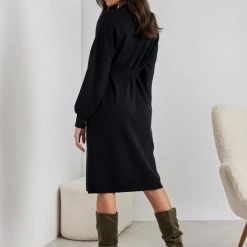 Flash Sale 😍 The Fashion Project Πλεκτό φόρεμα με ζώνη - Μαύρο 🥰 -Φορέματα Εκπτώσεις plekto forema me zwni 107359 b5tk