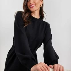 Flash Sale 😍 The Fashion Project Πλεκτό φόρεμα με ζώνη - Μαύρο 🥰 -Φορέματα Εκπτώσεις plekto forema me zwni 107359 upsi