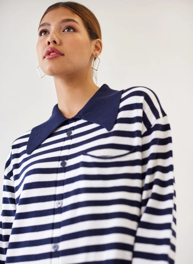 Συμφωνίες 😍 The Fashion Project Πλεκτό φόρεμα ριγέ με γιακά - Μπλε σκούρο 🥰 3 Συμφωνίες 😍 The Fashion Project Πλεκτό φόρεμα ριγέ με γιακά - Μπλε σκούρο 🥰 - Image 3