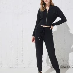Φτηνός 🔔 The Fashion Project Πλεκτό σετ ρούχων Jogger με ζακέτα - Μαύρο 🌟