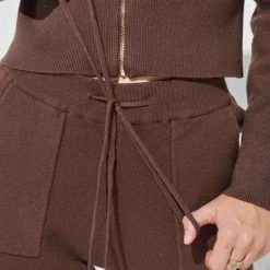 Προώθηση 🎉 The Fashion Project Πλεκτό σετ ρούχων Jogger με ζακέτα - Καφέ 😉 -Φορέματα Εκπτώσεις plekto set rouxwn jogger me zaketa 97754 t7in