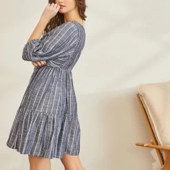 Best Pirce 🛒 The Fashion Project Εμπριμέ φόρεμα με βολάν - Μπλε 🔥 -Φορέματα Εκπτώσεις rige foremataki me volan 89117 xttf